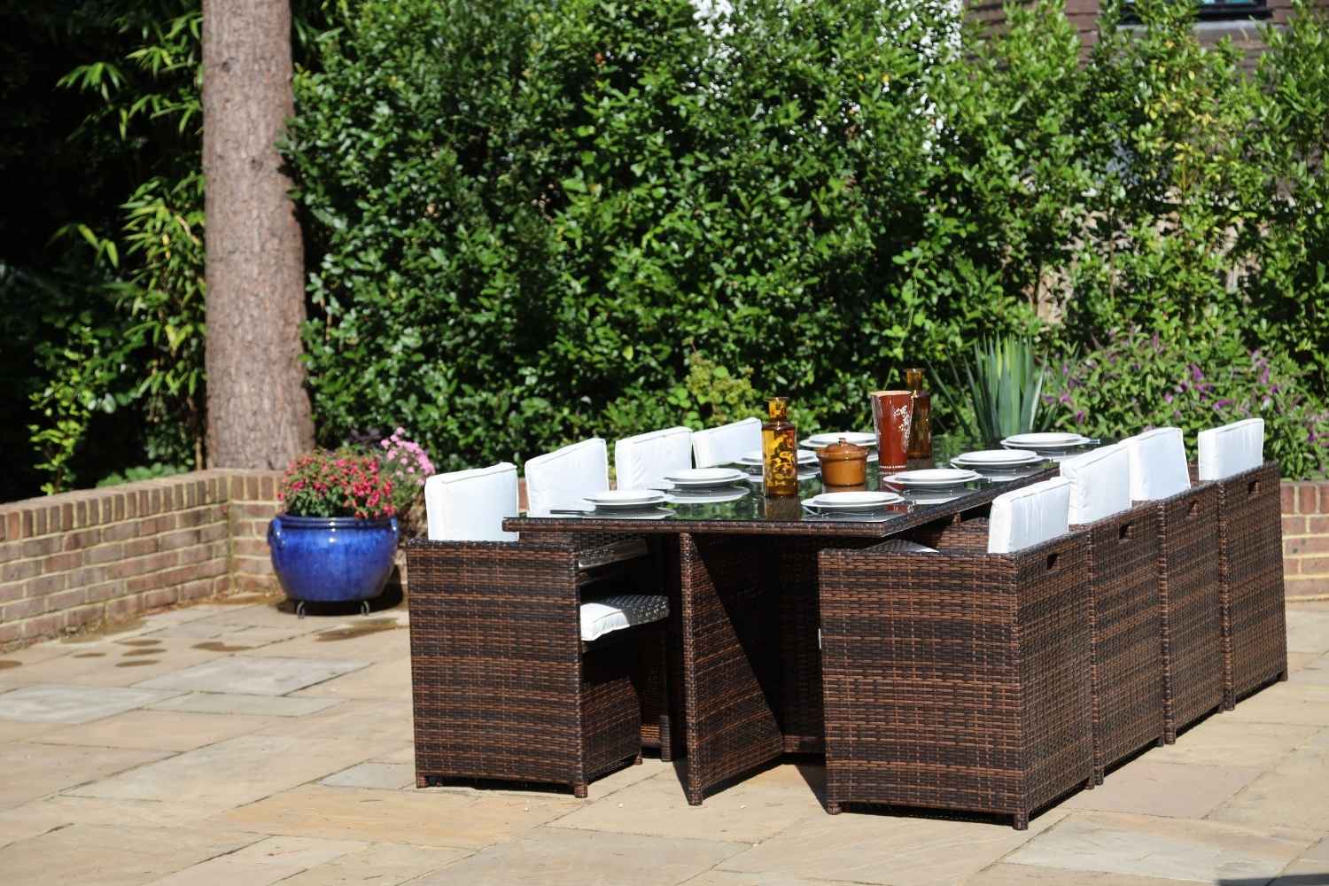 A stylish outdoor table on the terrace